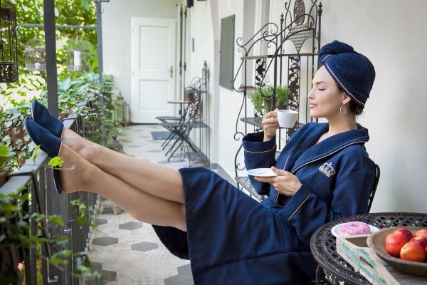 Turban na vlasy Full Moon Modro-zlatý, galerie